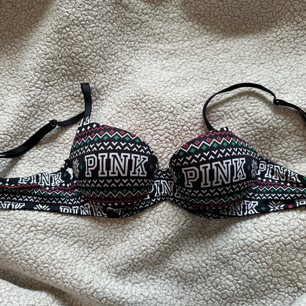 PINK Victoria's Secret Black and Multicolor Bra
